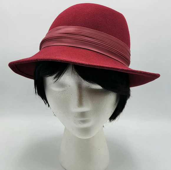 Vintage Betmar Wool Fedora / Cranberry - Picture 1 of 9